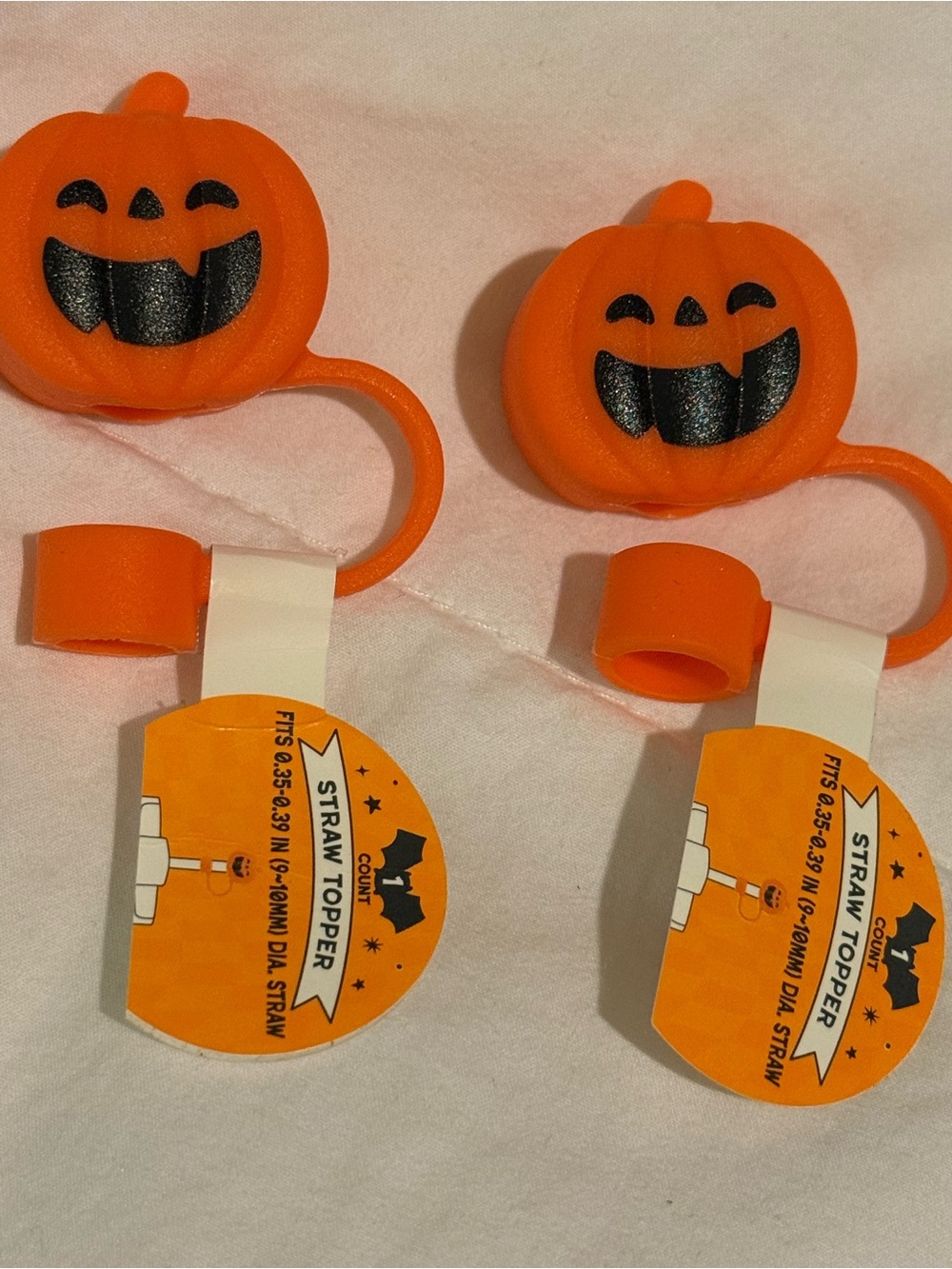 Orange Jack-o-lantern Halloween Pumpkin Straw Toppers Silicone For Tumblers